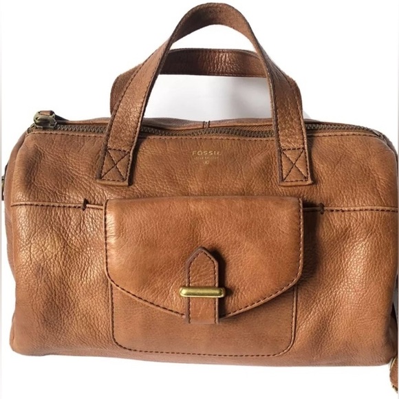 Fossil 'Olive' Pebble Leather Satchel
Crossbody Bag Cognac Boho Rare - Picture 1 of 16